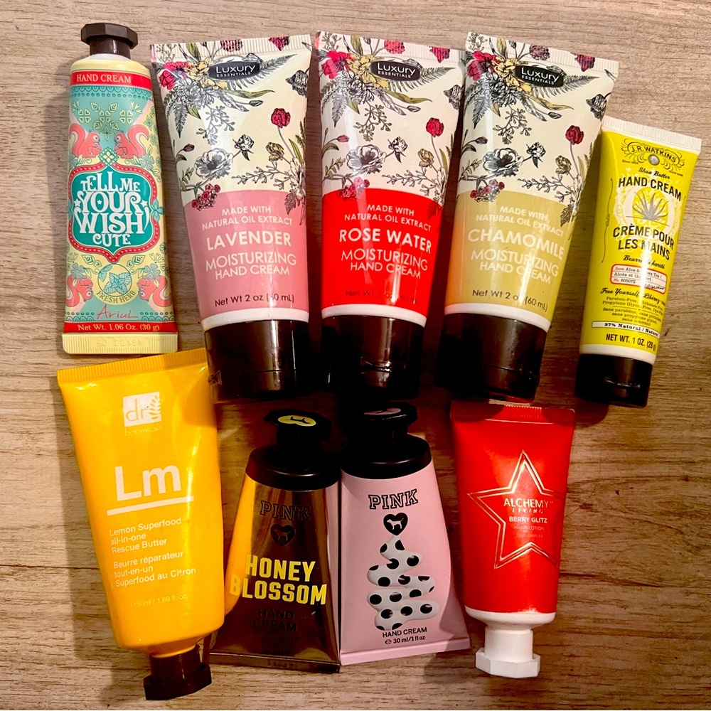 Luxury mini hand creams with cosmetic bag